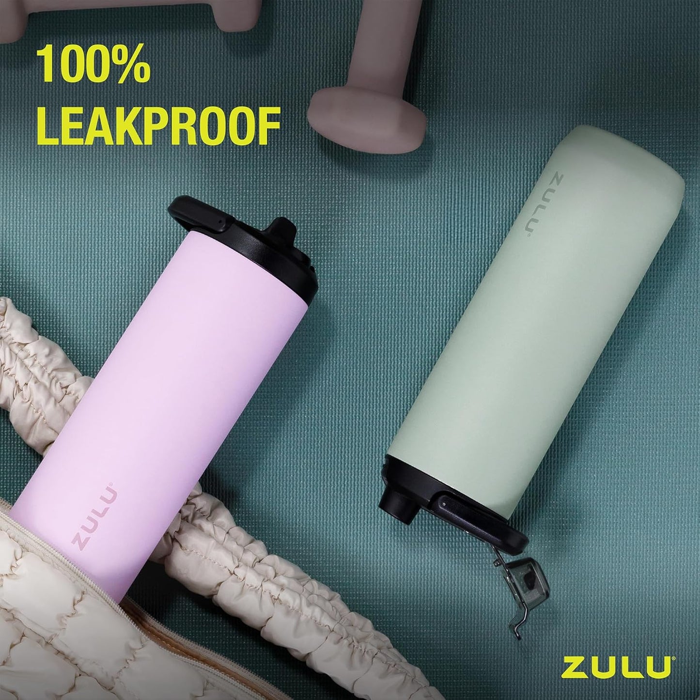 ZULU 32oz Stainless Steel Water Bottle - Double Walled, Vacuum Insulated | 3 Lids Included, Black