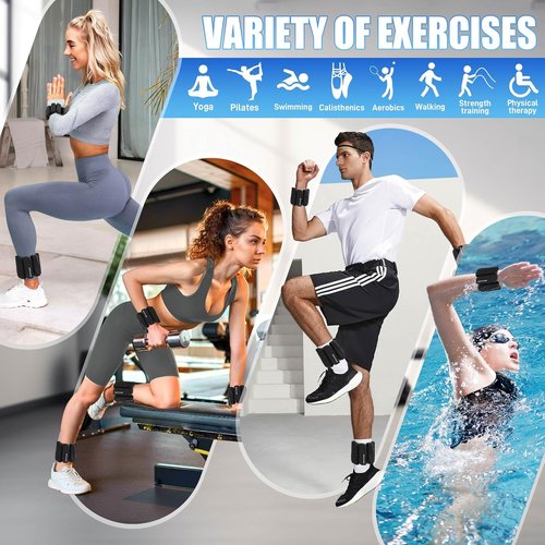 Becojadde Ankle Weights - Adjustable 1 lb/2 lb Set for Home Gym | Perfect for Walking, Running, Yoga