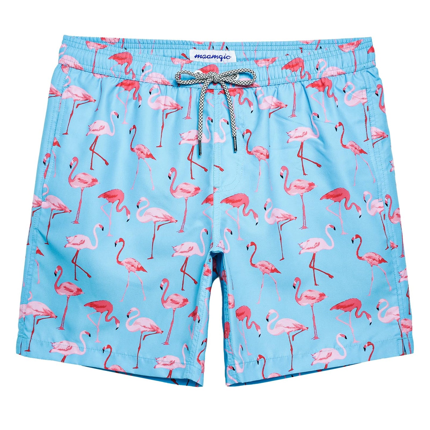 maamgic Mens Swim Trunks Quick Dry Swim Shorts with Mesh Lining Funny Swimwear Bathing Suits 7inch Blue & Pink X-Small