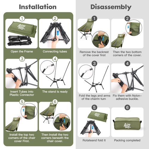 AuroraTrail High Back Folding Camping Chair with Pillow – Lightweight Portable Outdoor Chair with Cup Holder & Carry Bag, Sturdy Aluminum Frame Supports up to 374 lb for Camping, Hiking & Festivals