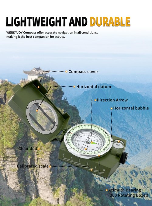 Compass for Military use Camping Survival Glow in The Dark Military Survival Gearfor for Hiking, Camping,Backpacking, Outdoor Activities - Best Survival Gifts Pack（Style C）