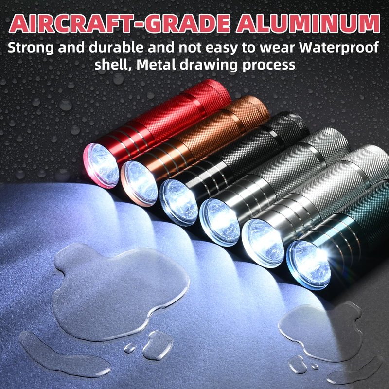 yikosam 30-Pack Super Bright Mini Flashlight, 1W Aluminum Flashlights Bulk Set with Fluorescent Button AAA Batteries Included for Night Emergency Party Hiking Backpacking Pocket Gift