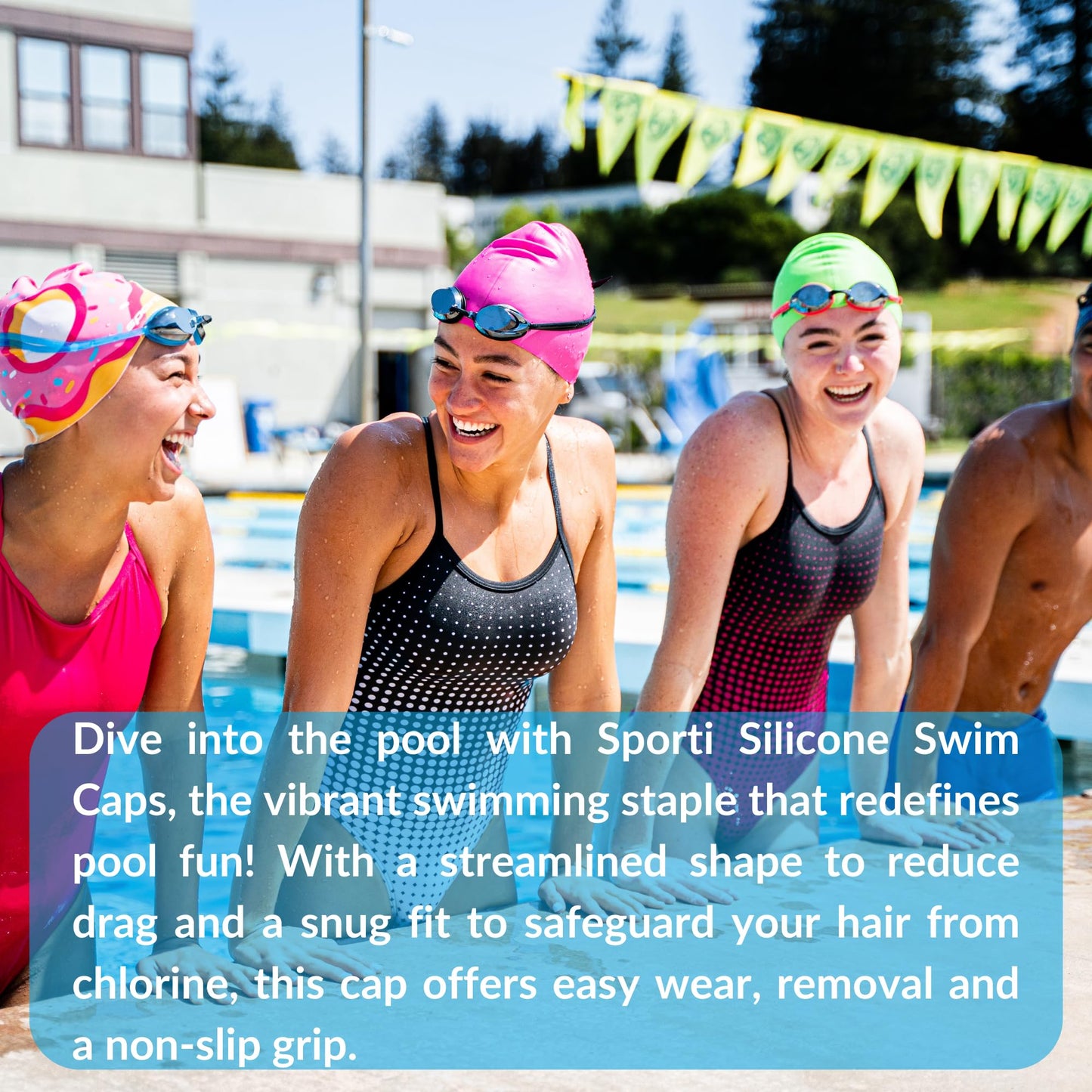 Sporti Silicone Swim Cap (Black)
