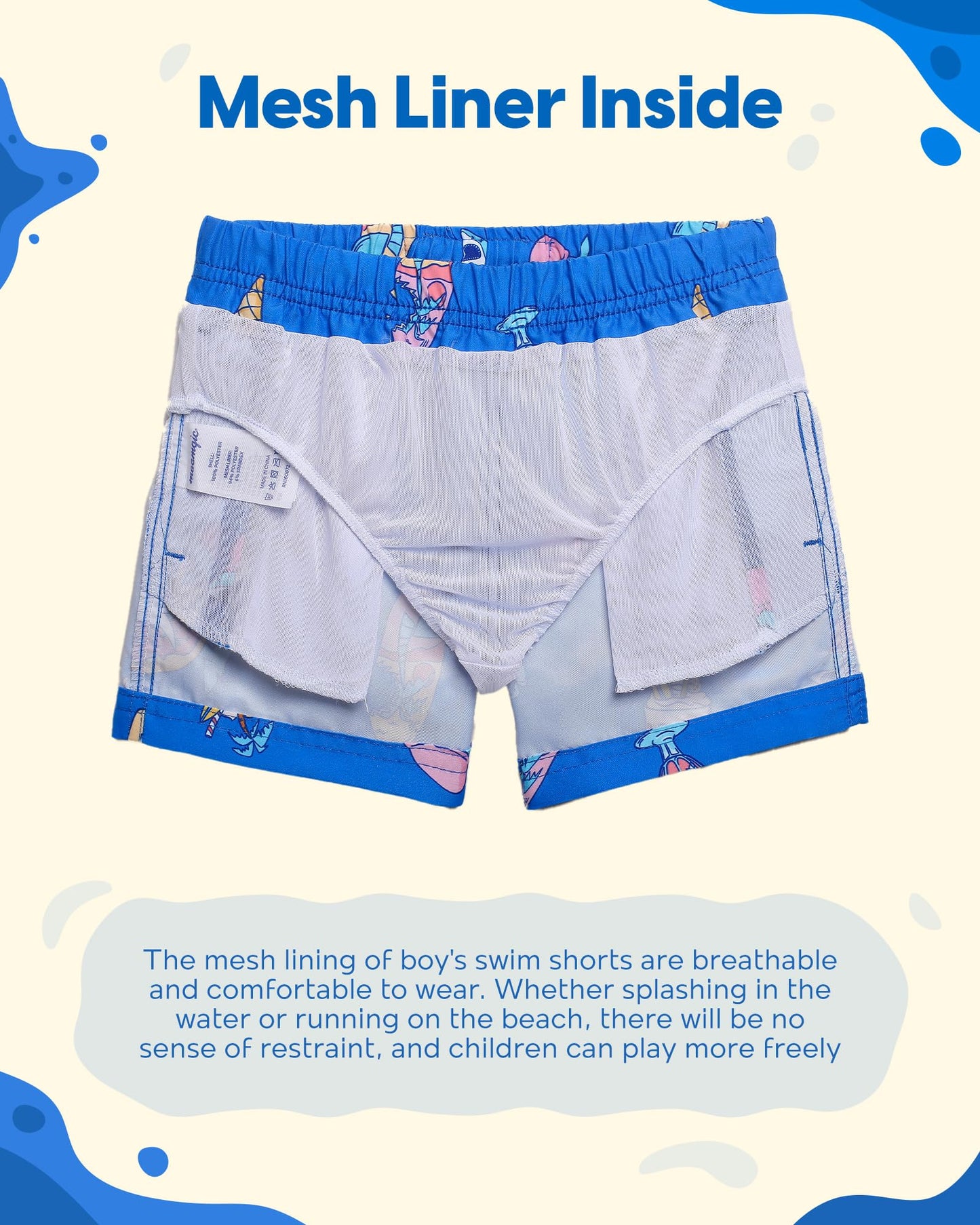 maamgic Boys Swim Trunks Toddler Swim Shorts Little Boys Bathing Suit Swimsuit Toddler Boy Swimwear Ice Cream Blue 8 Years