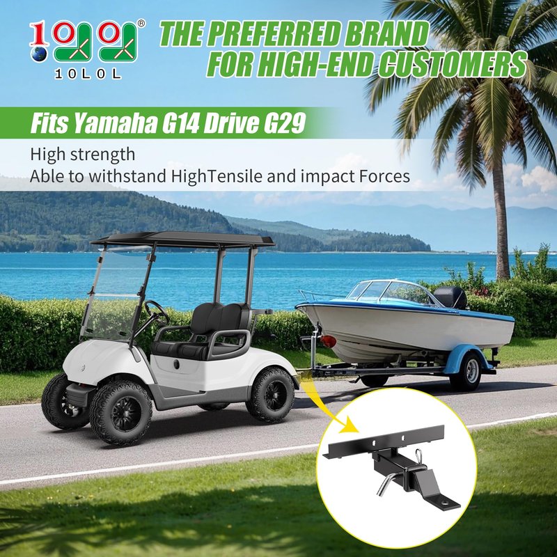 10L0L Deluxe Golf Cart Trailer Hitch and Receiver Kit, Bumper Hitch Compatible with/Replacement for Yamaha G14 and Drive G29 Golf Carts