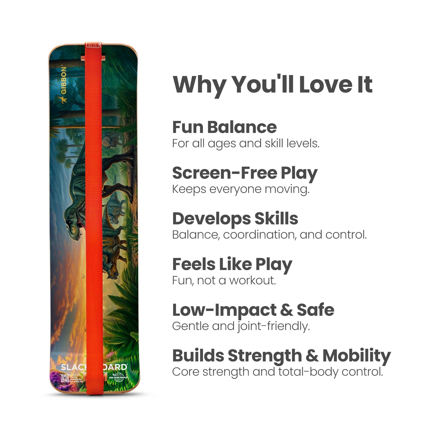 GIBBON SlackBoard with Stand - Slackline Balance Board Kids & Adults