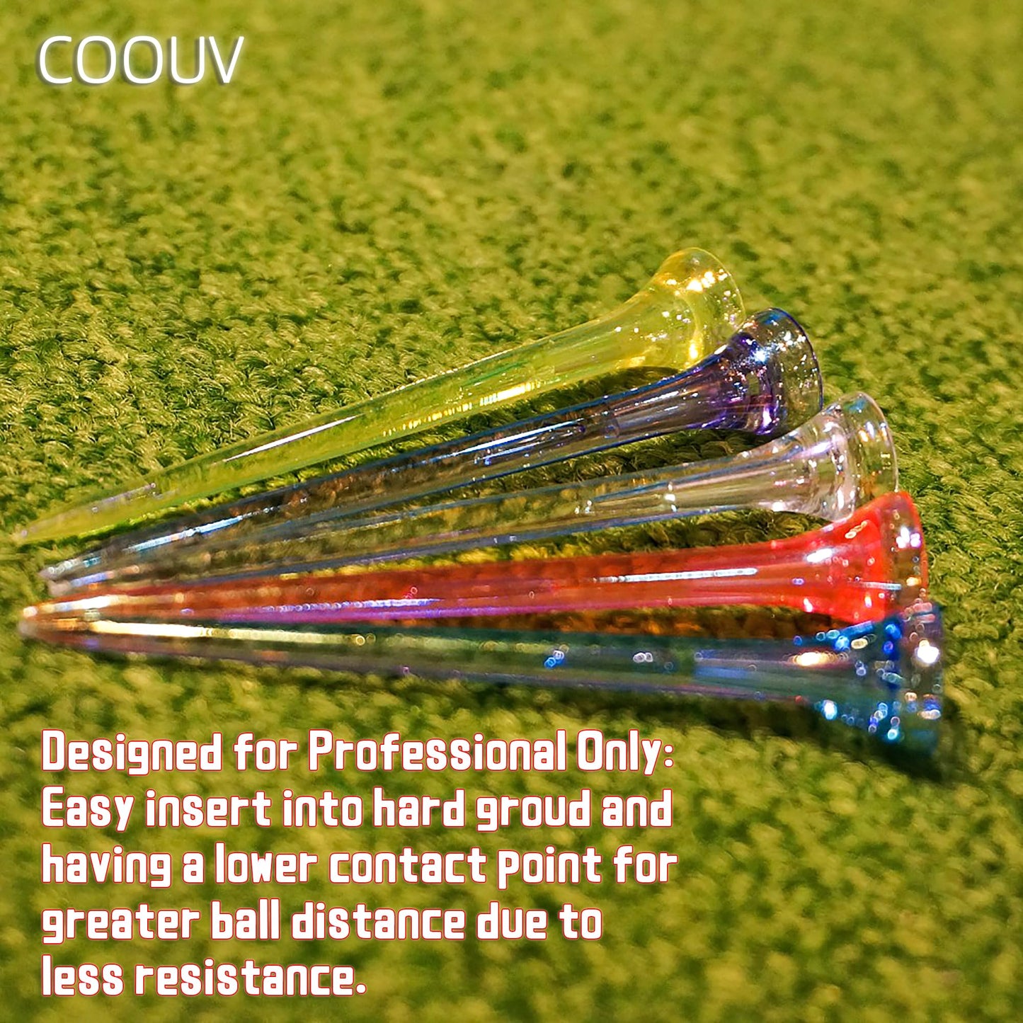 Golf Tees 2.68’’ 2.83’’ 10/20/30 Count Crystal Plastic Golf Tees Reduced Friction & Side Spin Professional Unbreakable TEES