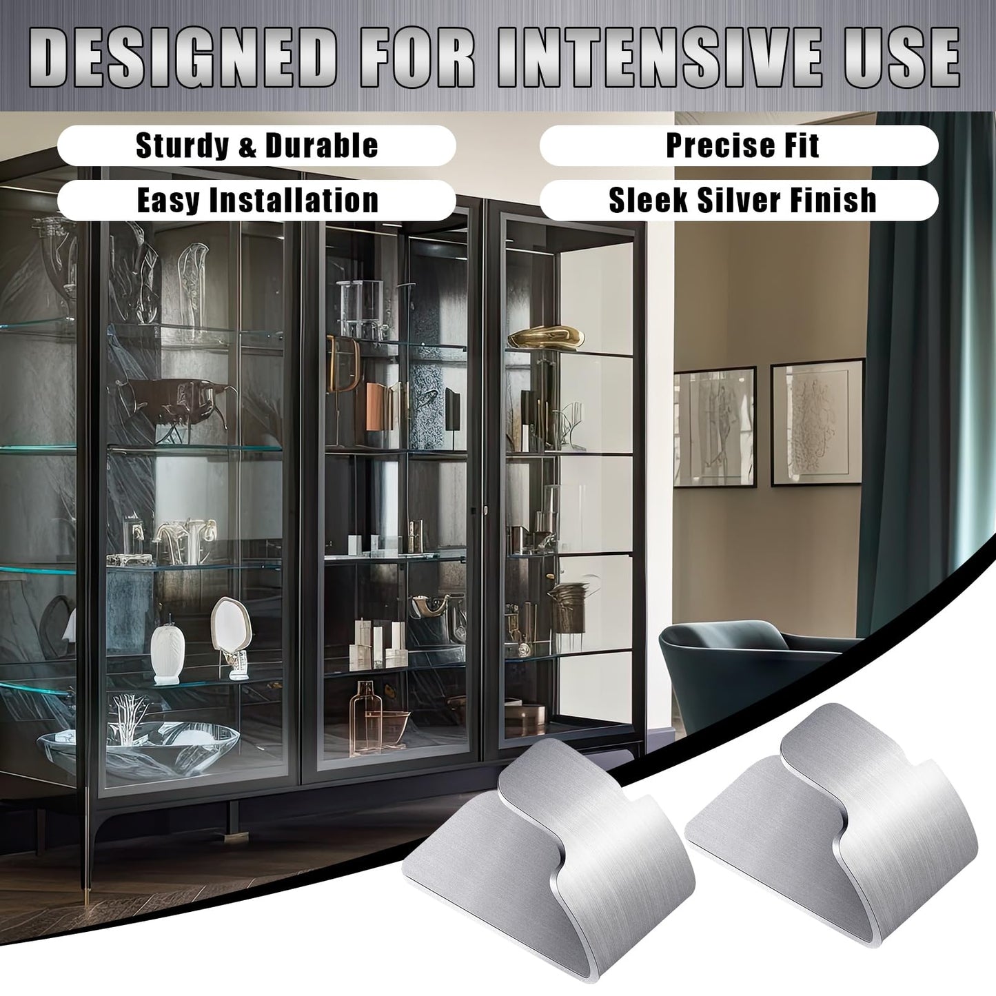 Yaocom 8 Pcs Metal Shelf Bracket Clips Compatible with IKEA Fabrikor # 114594 Bookcase Shelf Bracket Glass Door Galvanized Steel Silver