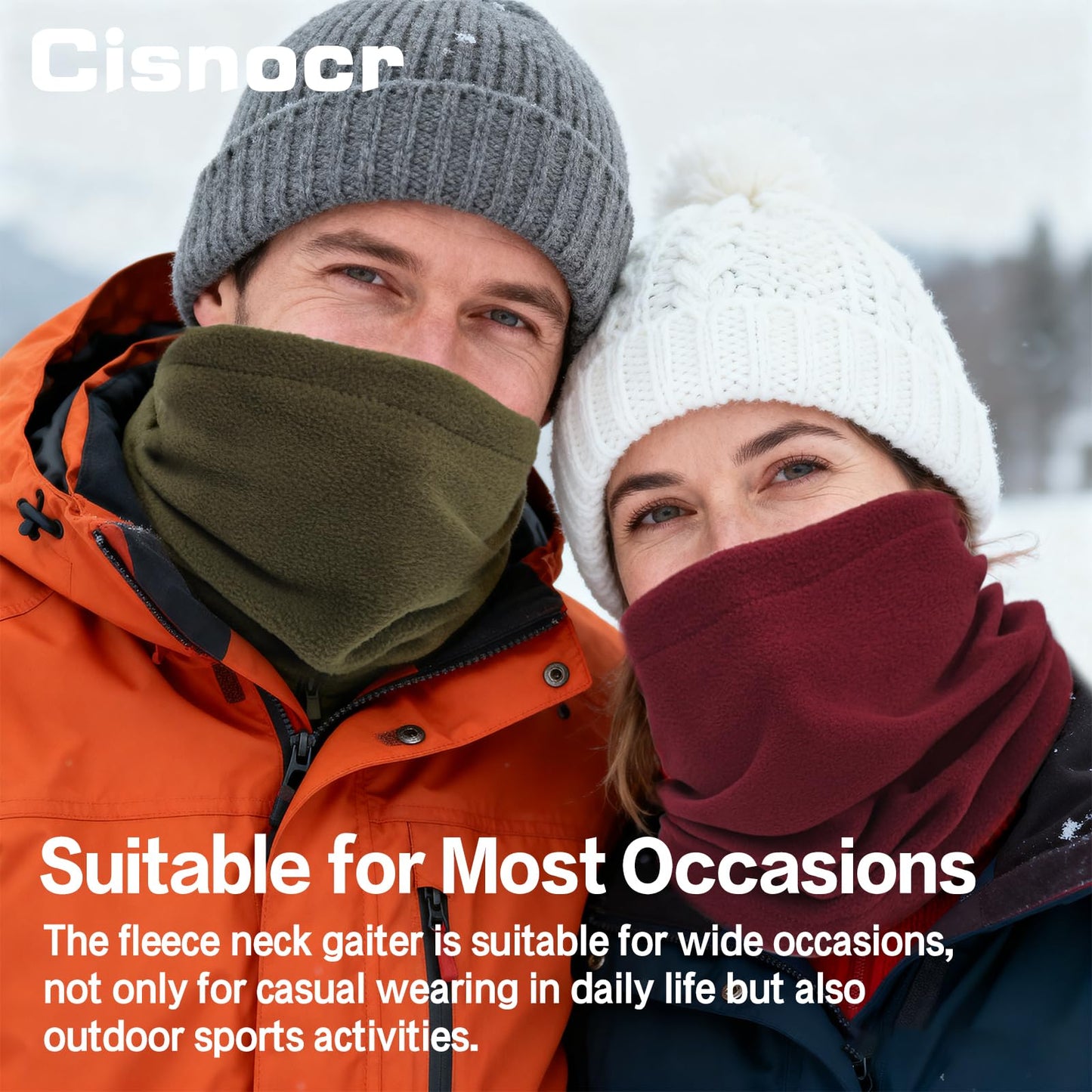 Cisnocr 4 Pieces Winter Neck Warmers Fleece Gaiter Windproof Face Face Mask Scarf Covering for Men Women (Camo)