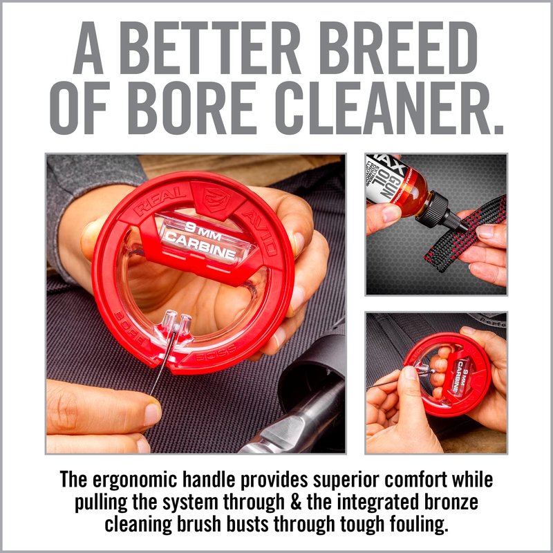 Real Avid Bore Boss Gun Cleaning System | Rapid Pull Through Barrel & Bore Cleaning Cable with Integrated Brush & Mop for Quick & Mess Free Gun Cleaning