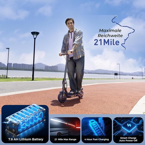Electric Scooters | 500W Adult Electric Scooter with 21 MPH Speed, 21 Miles Range & APP Control