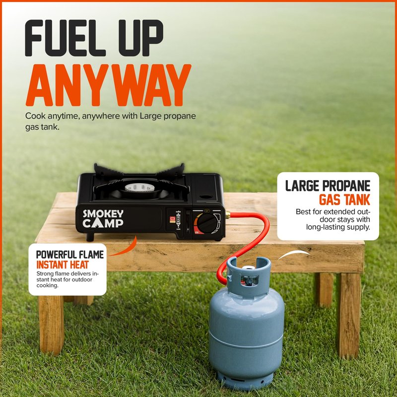 Portable Camping Stove with Plastic Suitcase 3000W Butane or Propane Fuel Compatable (Propane Adapter not Included), Automatic Ignition, Precise Heat Control, for Camping, Hiking, and Outdoor Cookwing