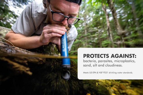 LifeStraw Personal Water Filter for Hiking, Camping, Travel, Emergency Preparedness, and Disaster Relief, 4 Pack, Navy