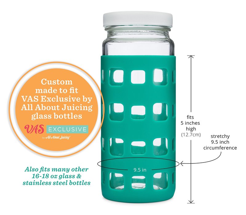 Silicone Glass Water Bottle Sleeves - 6-Pack of Protective Holders 16-18 oz Capacity - Anti-Slip Protection for Beverage Containers - Insulating Carriers for Smoothies and Juices (Vibrant Colors)