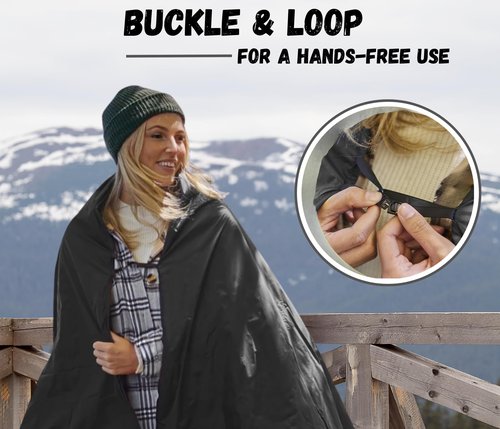 SUITEDNOMAD Large Waterproof Outdoor Stadium Blanket, Windproof and Warm Extra Thick Fleece or Quilted Sherpa, Great for Cold Weather Camping, Picnic, Sports, Festivals (Sherpa, Smoke Gray)