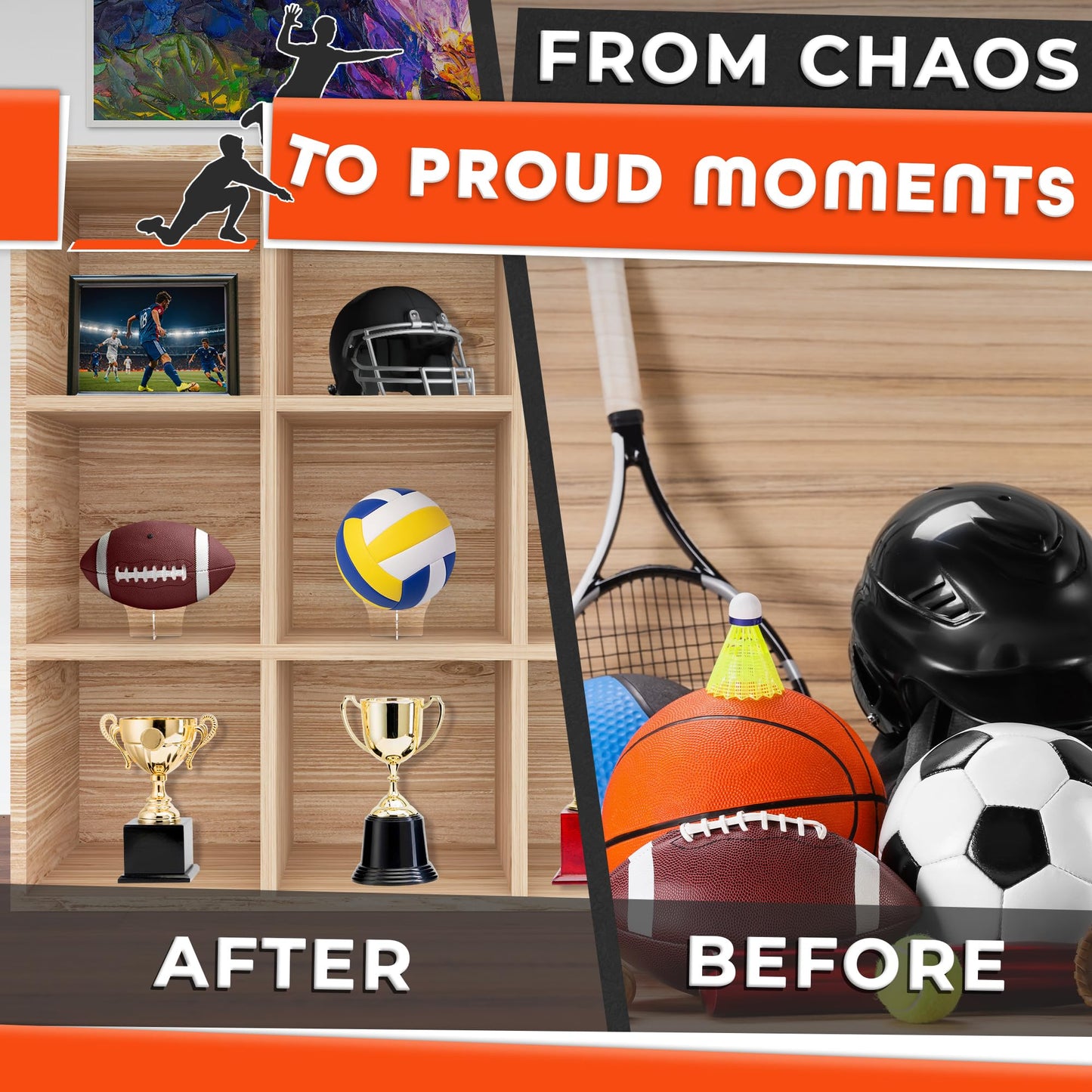LIBERHAUS Basketball Stand Display, Clear Acrylic, Snap Assembly, Non-Slip