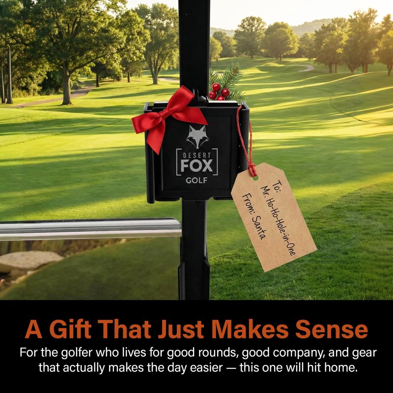 DESERT FOX GOLF Phone Caddy – Adjustable Golf Cart Phone Holder with Secure Strap for Hands-Free GPS & Golf Apps – Universal Fit - Black