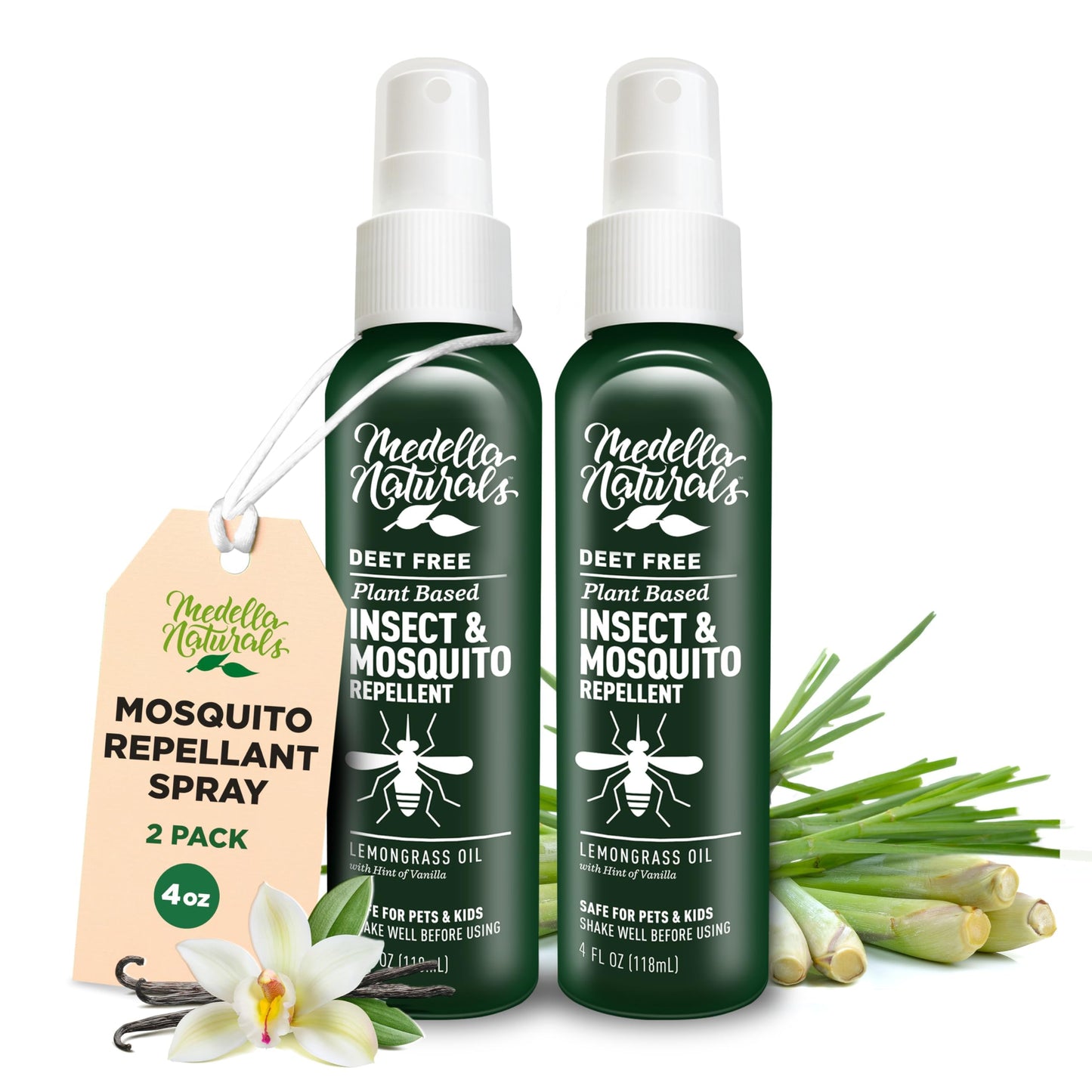 Deet-Free Insect & Mosquito Repellent – Nice Smelling, Pack of 2 (4 oz)