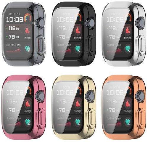 FitTurn Screen Protector Case for Huawei Watch D2 TPU Slim Case Cover [Plating Metal Color Frame] [3D Full Coverage] Shell Protective for Huawei Watch D2 Smartwatch (6Pack)