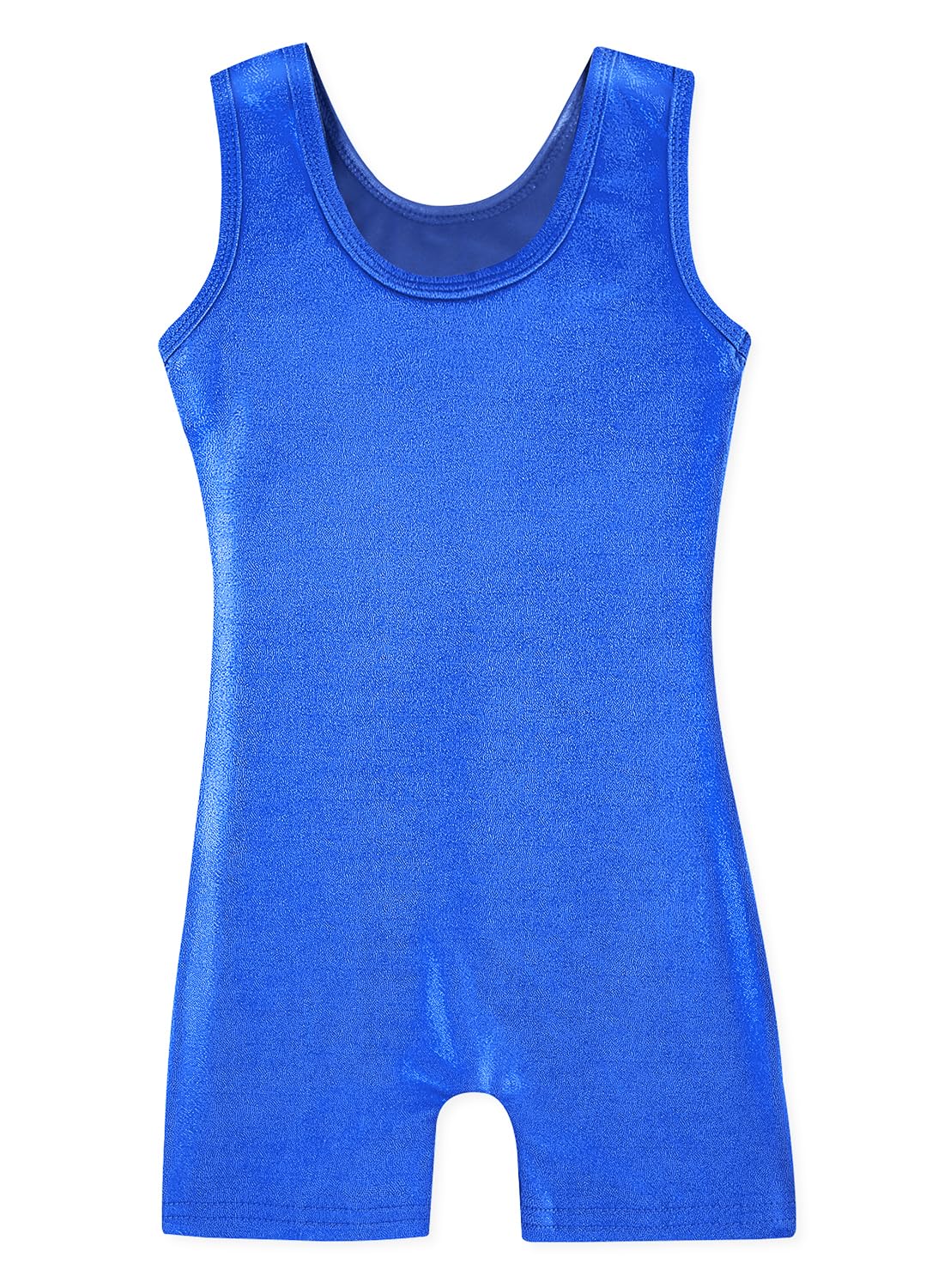 HOZIY Gymnastics Leotards for Girls Size 7-8 Years Little Girl Biketards Unitards Dance Tumbling Outfits Solid Color Blue Sparkly Shiny