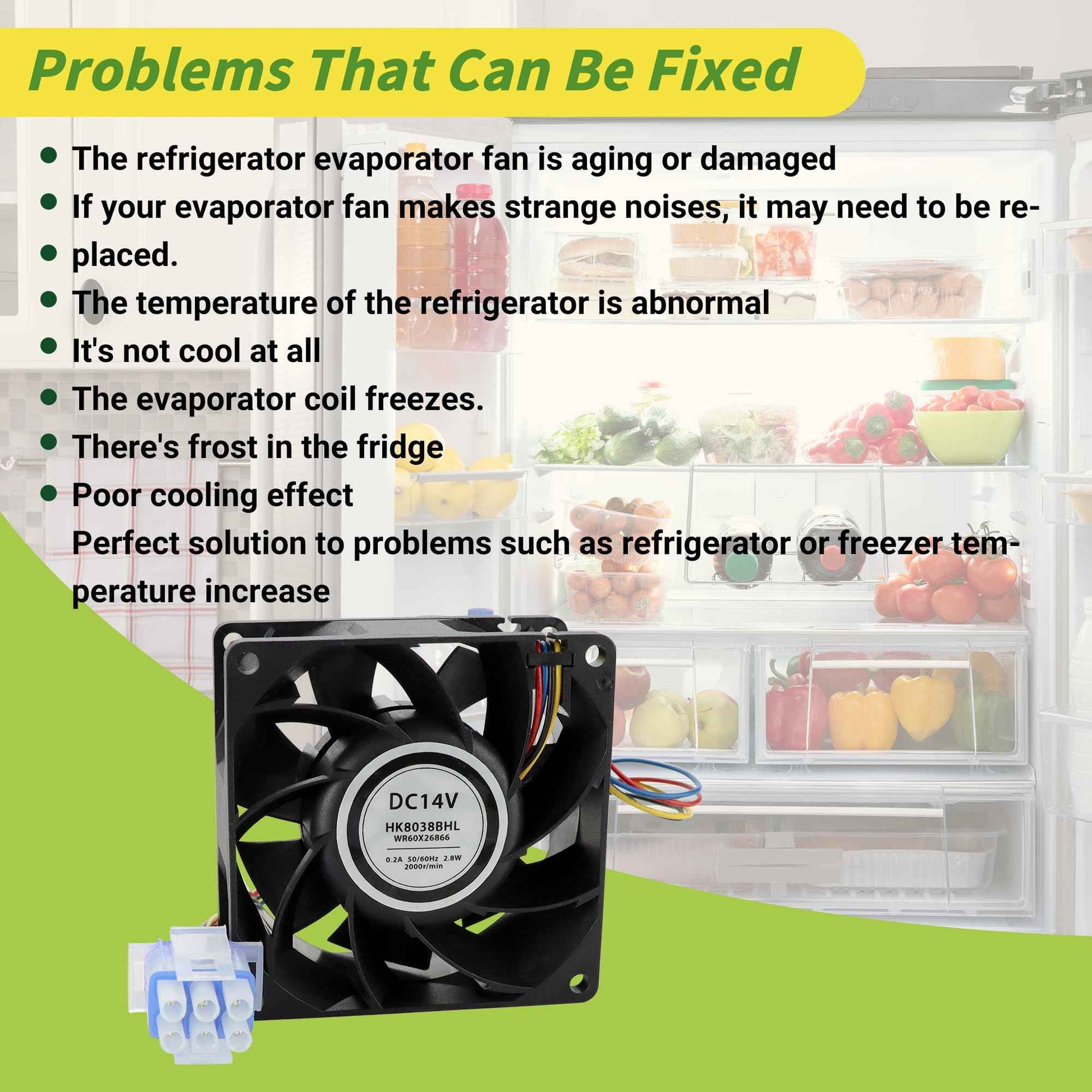 WR60X26866 Evaporator Fan Motor Compatible with GE Refrigrator Replace WR60X26033 V80E14MS2A3-57A611 WR60X10356 WR60X10357, Upgraded by PANDEELS