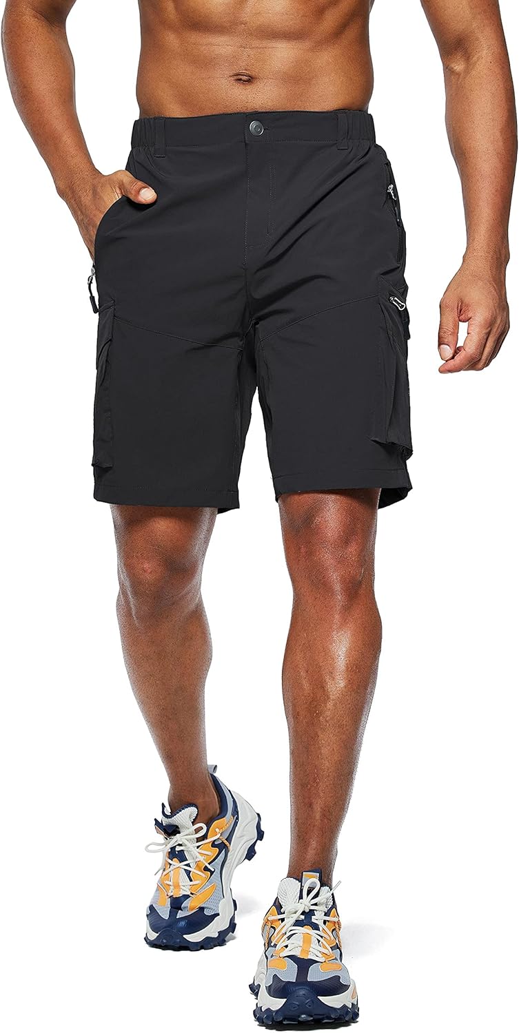 Pudolla Men's Hiking Cargo Shorts - Quick Dry Outdoor Travel Shorts with Multi-Pockets | Ideal for Fishing & Camping