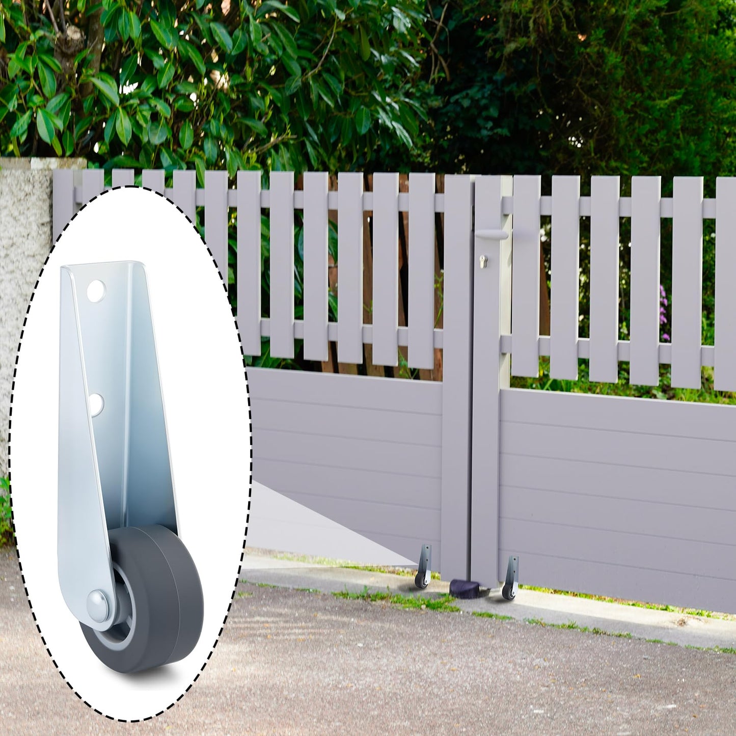 Deozu 2 Pcs Gate Caster Wheels Replacement, Rubber Rolling Swivel Casters, Non-Slip Pulley Directional Wheel for Garden, Gate, Fence, Tables, Sofa, Furniture (1.6")