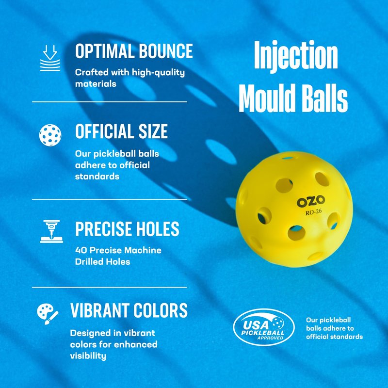 OZO Pickleball - Set of 100 Indoor Balls, 26 Holes, Injection Mould