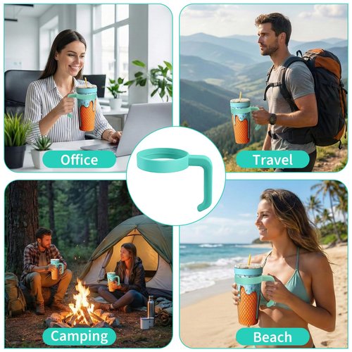 30 oz Tumbler Handle for Frost Buddy Togo Buddy, Anti Slip and Easy to Carry Travel Mug Grip for Frost to Go Buddy Tumbler, Suitable for Driving, Outdoor & Office Use (Lake Blue)