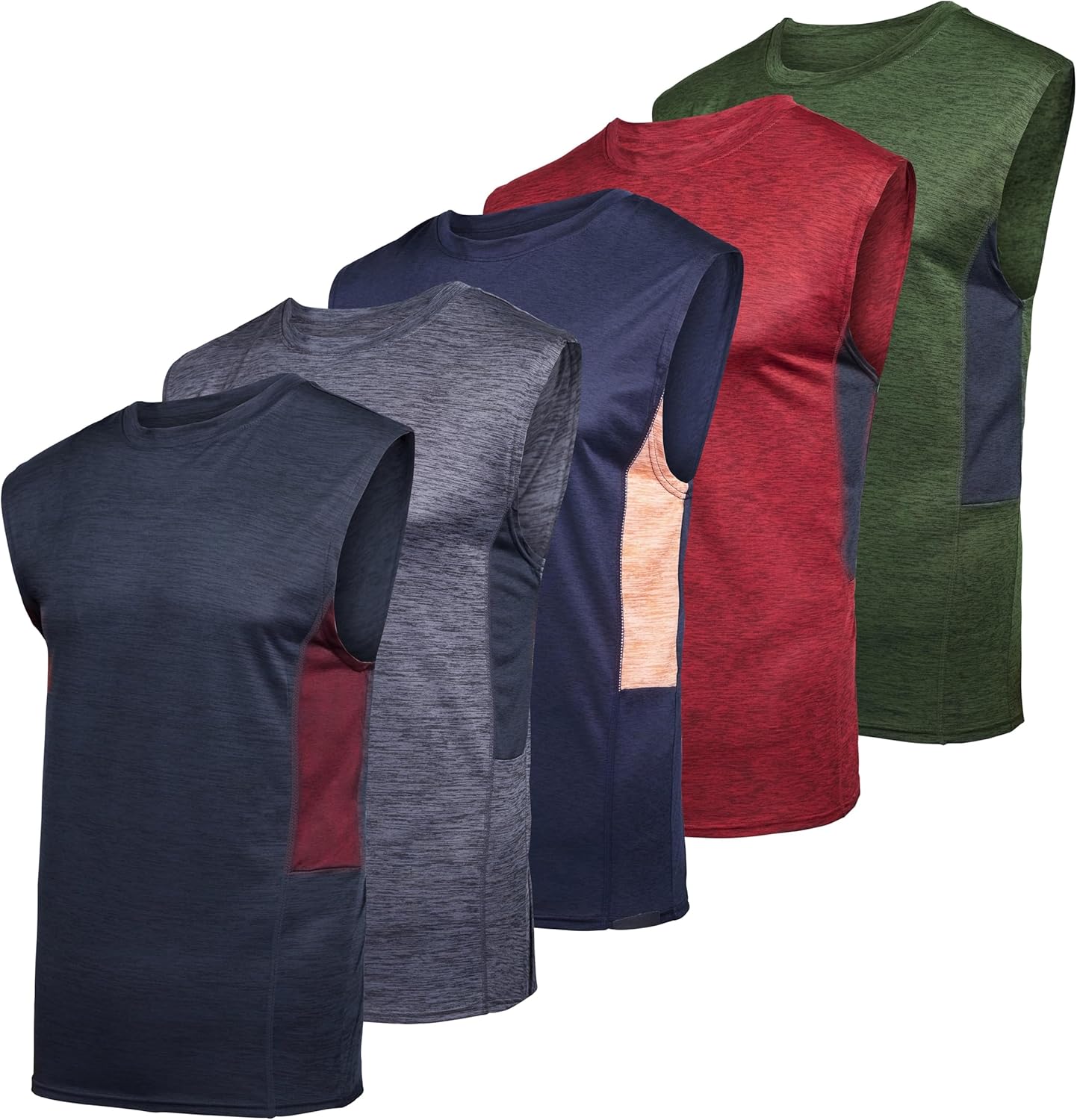 Real Essentials Men's Dry Fit Workout Tank Top - Sleeveless Athletic Shirt (3 & 5 Pack, Big & Tall)