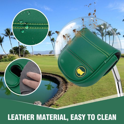 Golf Putter Covers DF3 Mallet Putter Headcover Map Embroidery Mallet Putter Covers with Magnetic Closure fit lab DF3 Putter,Green