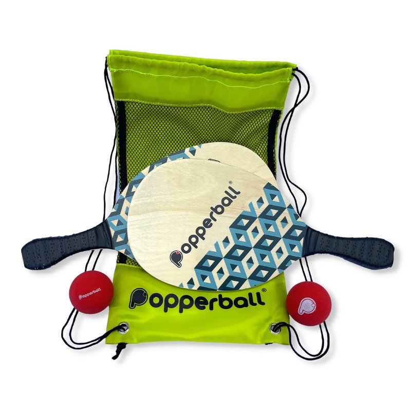 Paddleball Set by Popperball - Premium Beach Paddle Ball Set with 2 Paddles, 2 Balls & 1 Carry Bag