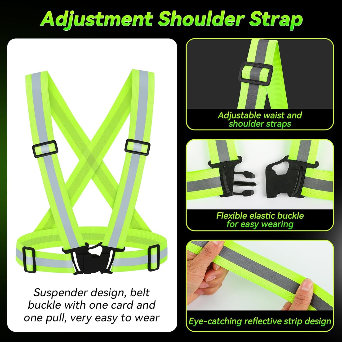 Skiennix Reflective Vest | High Visibility Adjustable Safety Gear for Running, Hiking, Dog Walking