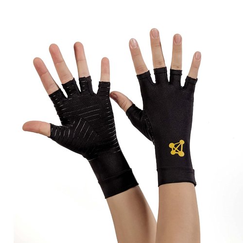CopperJoint Pair Compression Arthritis Gloves for Women for Pain Relief, (Medium) Fingerless Hand Compression, Carpal Tunnel Relief Gloves for Men- Breathable Copper Hand Brace, Wrist Sleeves Support