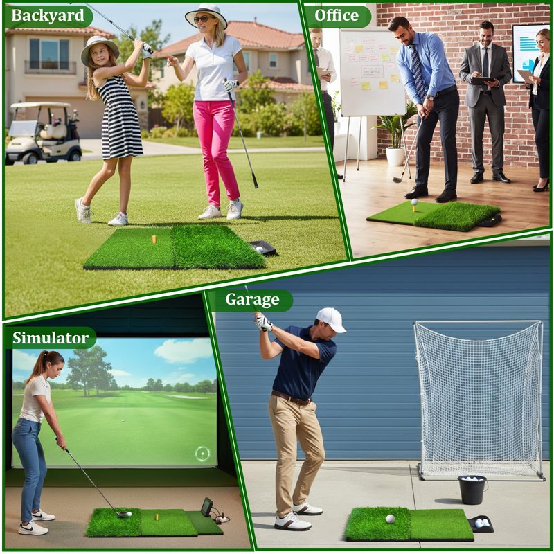 Golf Hitting Mat,Golf Mat for Practice Indoor/Outdoor, High-Elasticity Artificial Turf Mat, Portable Golf Swing Training Mat for Garage Simulator Chipping Driving Training(16"*23"-10MM)
