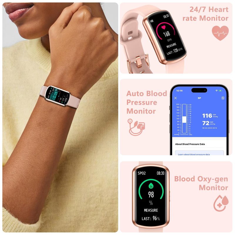 JYUAJOI Health Fitness Tracker, Smart Watch with 24/7 Heart Rate, Activity Tracker with Blood Pressure and Blood Oxy-gen Monitor, 120 Sport Mode Waterproof Sleep Tracker for Women Men