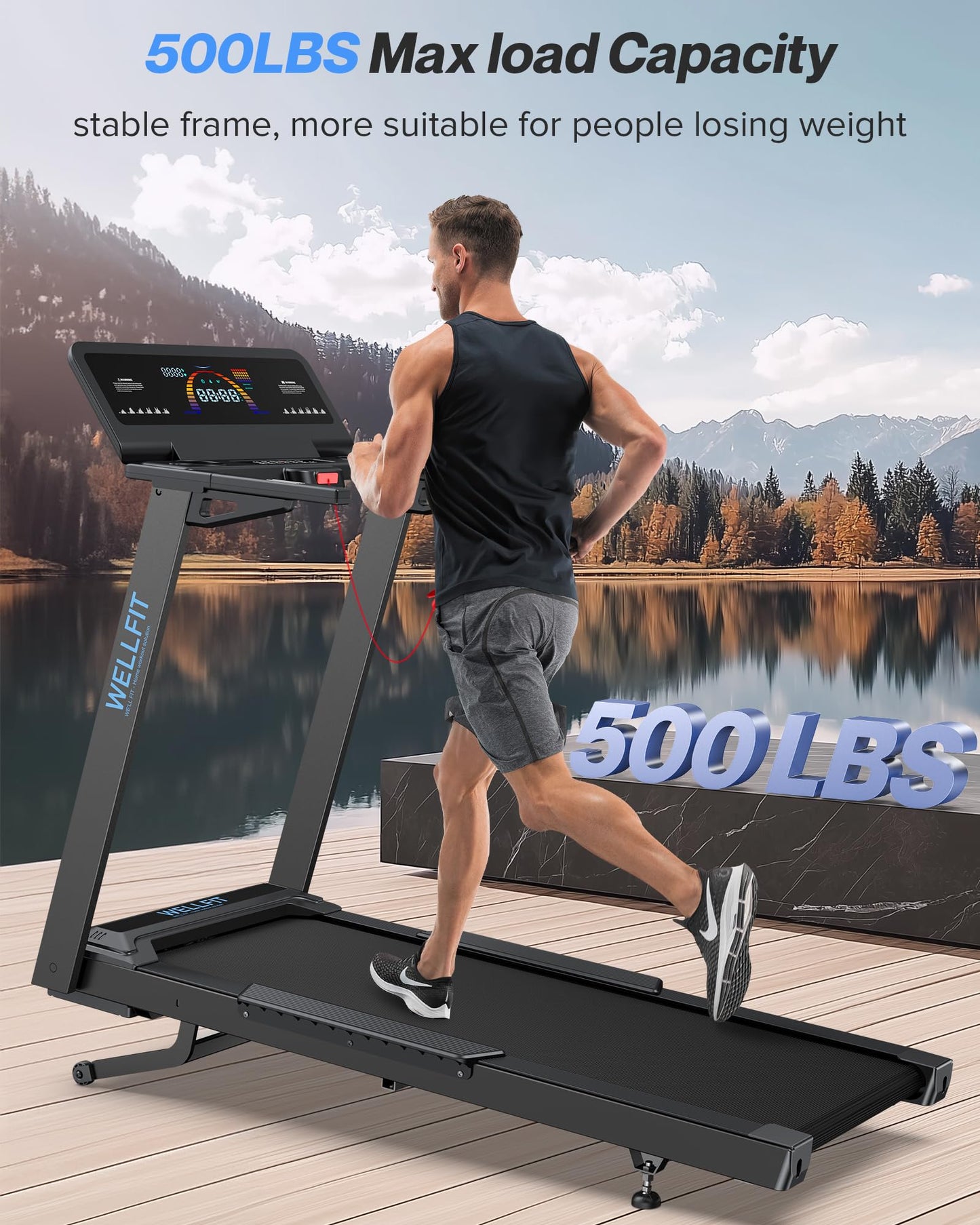WELLFIT Auto Incline Treadmill, 15% Incline Heavy Duty Treadmill for Home