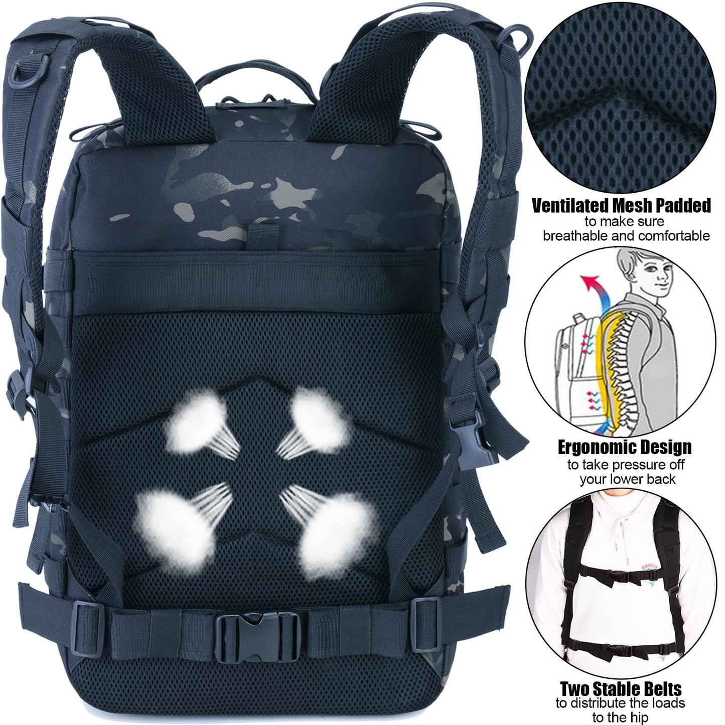 Createy 45L Military Tactical Backpack Large 3 Day Assault Pack Molle Bag Rucksack Bug Out Bag for Camping Hunting Hiking