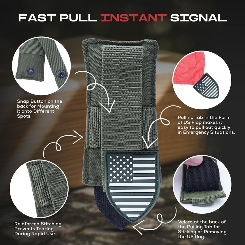 GHX Fitness Airsoft Red Dead Rag - Quick Release Rag with US Flag Patch, High Visibility Airsoft Accessories & Gear with Molle Vest, Pouch & Helmet Compatibility - Olive Green