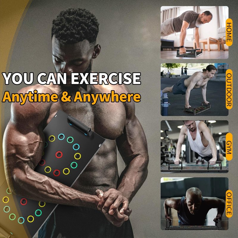 Push Up Board Exercise & Fitness Portable Foldable Strength Training Pushup Stands Home Workout Equipment Multi-Functional Fitness Floor Chest Muscle Exercise for Man and Women