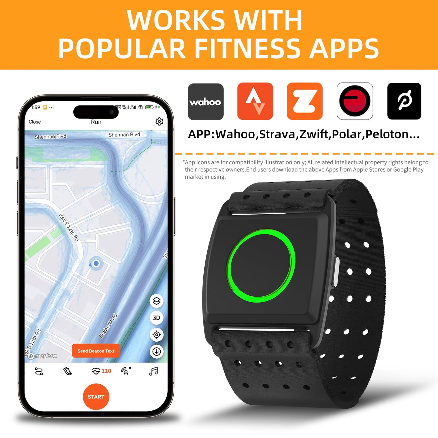 EZON C022Pro Heart Rate Monitor Armband with ANT+ & Bluetooth, LED HR Zone Indicator Lights,3ATM Waterproof, Adjustable Arm Strap for Running Cycling Gym, Compatible with Peloton/Wahoo/Strava