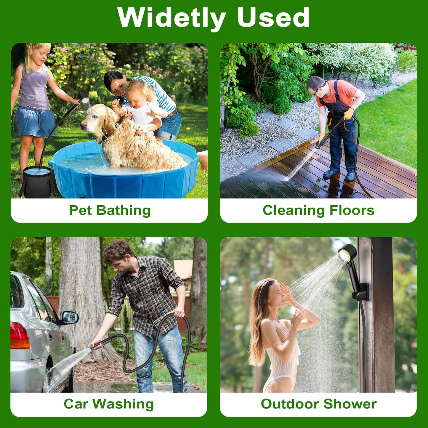 ZWJBSGY Portable Shower for Camping, 6000mAh Camping Shower Pumps with 196mins Long-Runtime, Smart Intelligent LED Display and 4 Spray Modes Outdoor Camp Shower Kit or Camping, Hiking, Traveling, Pet
