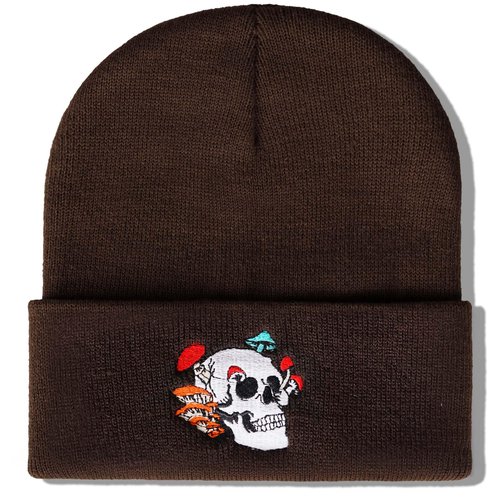 MixYoke Gothic Skull Beanie Hats for Men Women, Skeleton Cuffed Winter Hat for Goth Gifts, Indoor and Outdoor Outfit Matching