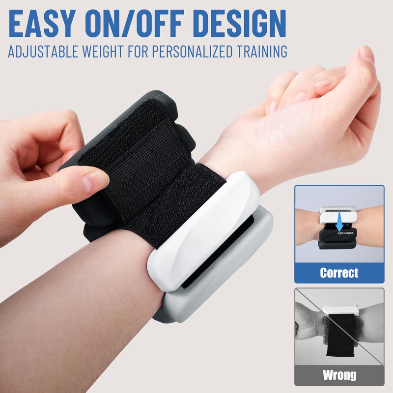 INDEPANDIA Wrist & Ankle Weights for Women and Men, 4lbs Pair Adjustable Silicone Weighted Bangles for Arm & Leg Workouts, Perfect for Pilates, Yoga, Walking & Home Fitness Training Gradient Black