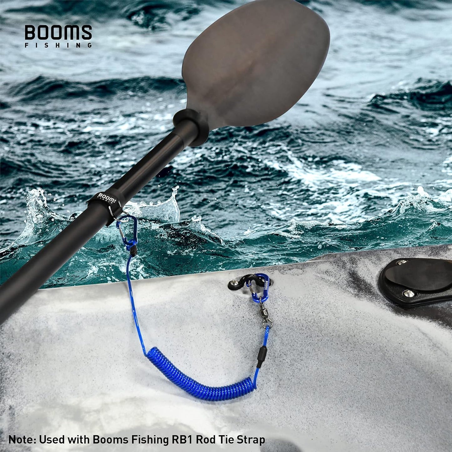 Booms Fishing T02 Fishing Pole Tether - Heavy Duty Kayak Paddle Leash for Fishing Tools & Rods