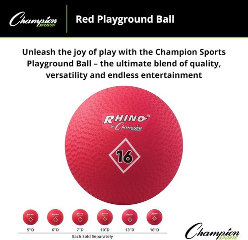 Champion Sports Playground Ball - Durable High-Bounce Balls in Sizes 5" to 16" for Gym & Play