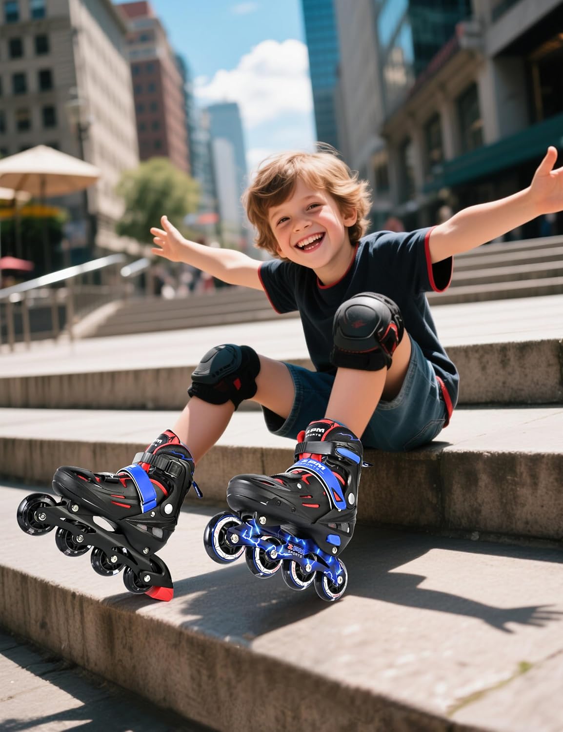 2PM SPORTS Inline Skates for Kids | Adjustable Light-Up Roller Skates for Ages 5-12