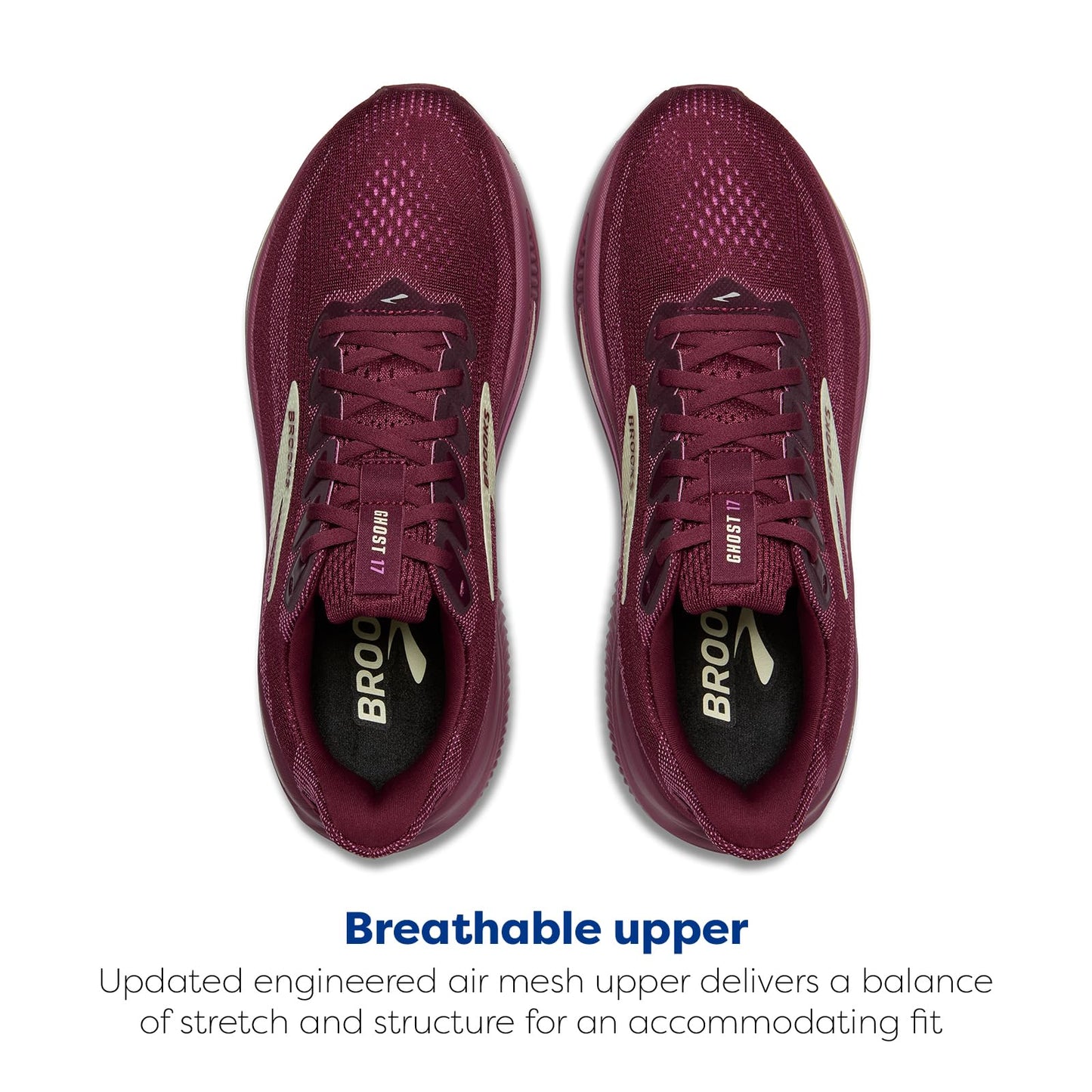 Brooks Women’s Ghost 17 Neutral Running Shoe - Burgundy/Pink/Green - 8 Medium
