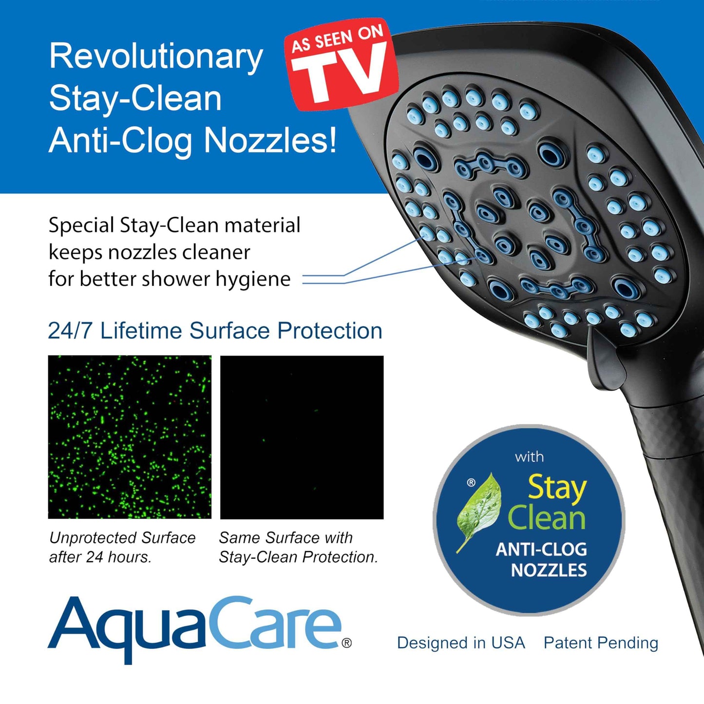 AquaCare 4X High Pressure 10 Spray Mode Filtered Showerhead - Handheld Shower Head Filters Chlorine to Heal Dry Skin, Revive Hair - Dual Power Wash Cleans Tub, Tile, Pets - Hard Water Softener, Black