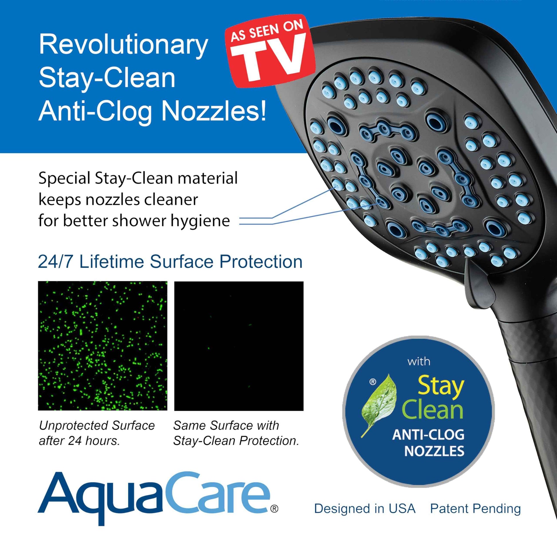 AquaCare 4X High Pressure 10 Spray Mode Filtered Showerhead - Handheld Shower Head Filters Chlorine to Heal Dry Skin, Revive Hair - Dual Power Wash Cleans Tub, Tile, Pets - Hard Water Softener, Black